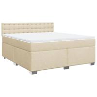 Boxspring met matras stof crèmekleurig 180x200 cm - thumbnail
