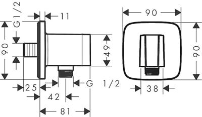 Hansgrohe FixFit Q muuraansluitbocht met handdouchehouder, Polished Gold Optic