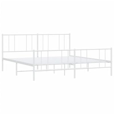 Bedframe met hoofd- en voeteneinde metaal wit 200x200 cm Bedframe met hoofd- en voeteneinde metaal wit 200x200 cm