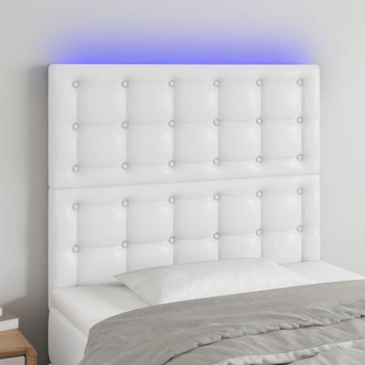 Hoofdbord LED 90x5x118/128 cm kunstleer wit