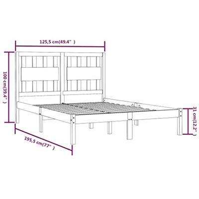Bedframe massief grenenhout wit 120x190 cm