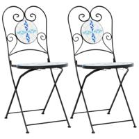 Bistrostoelen 2 st inklapbaar keramiek blauw en wit - thumbnail