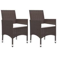 3-delige Tuinset poly rattan en gehard glas bruin - thumbnail