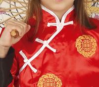 Oosterse Kimono Kostuum Meisje Rood - thumbnail