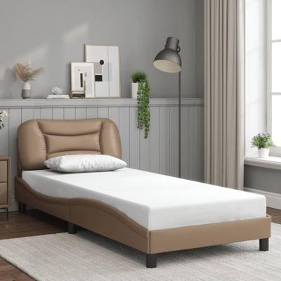 Bedframe met hoofdbord kunstleer cappucinnokleurig 90x190 cm