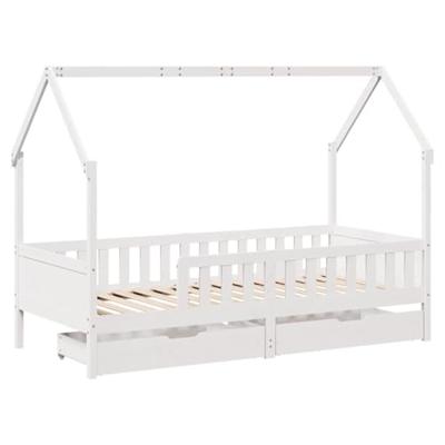 Kinderbedframe met lades 90x190 cm massief grenenhout