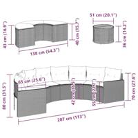 3-delige Loungeset halfrond poly rattan zwart - thumbnail