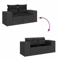 6-delige Loungeset met kussens poly rattan zwart - thumbnail