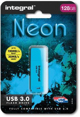 Integral INFD128GBNEONB3.0 USB flash drive 128 GB USB Type-A 3.2 Gen 1 (3.1 Gen 1) Blauw Integral INFD128GBNEONB3.0 USB flash drive 128 GB USB Type-A 3.2 Gen 1 (3.1 Gen 1) Blauw