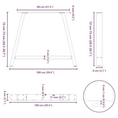Salontafelpoten 2 st A-vormig 100x(72-73) cm staal zwart
