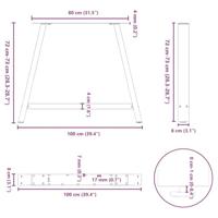 Salontafelpoten 2 st A-vormig 100x(72-73) cm staal zwart - thumbnail