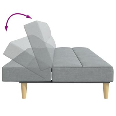 Slaapbank 2-zits met voetenbank stof lichtgrijs