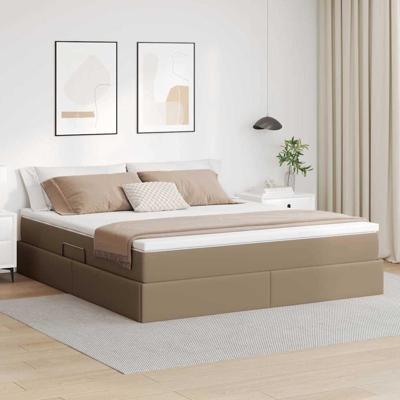 Opbergbed met matras Cappuccino 160 x 200 cm Nep Leer