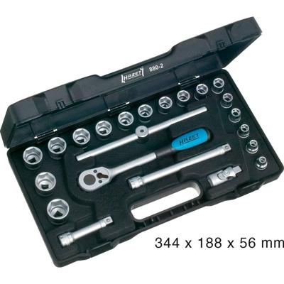 HAZET Dopsleutelset 880-2 - 3/8 inch (10 mm) vierkant hol - Buiten-zeskant-tractieprofiel - 22-delig - 6 - 22