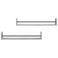 Wandschappen met stangen 2 st 80x16x14 cm grijs sonoma - thumbnail