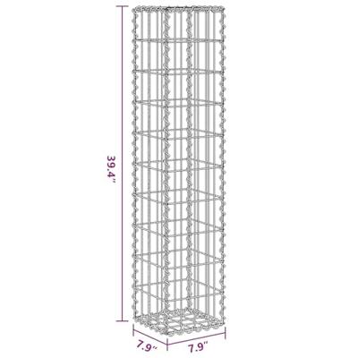 VidaXL Schanskorfmuur met deksels 20x20x100 cm gegalvaniseerd staal