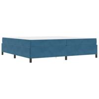Bedframe met matras Donkerblauw en wit 200 x 200 cm Fluweel - thumbnail