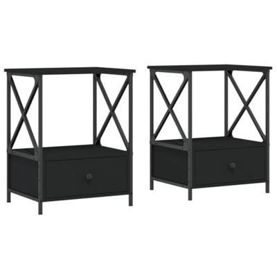 Nachtkastjes 2 st 50x41x65 cm bewerkt hout zwart