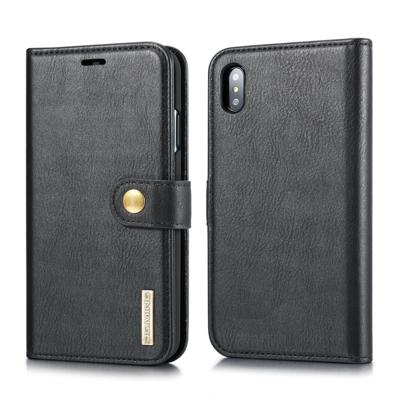 DG. MING Crazy Horse textuur Flip afneembare magnetische lederen hoes for iPhone XS Max, met houder & Card Slots & portefeuille (zwart)