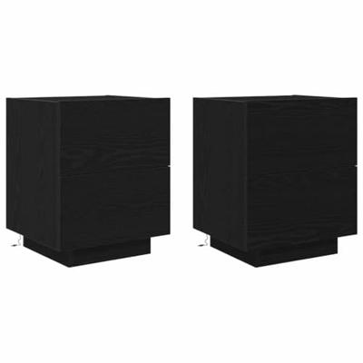 Nachtkastje 2 pcs Zwart eiken 45 x 40 x 55 cm Bewerkt hout