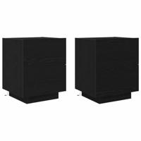 Nachtkastje 2 pcs Zwart eiken 45 x 40 x 55 cm Bewerkt hout - thumbnail