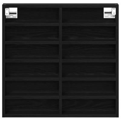 Vitrinekast met plank Zwart Eiken 60 x 8,5 x 58 cm Bewerkt hout