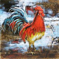 Schilderij - Metaalschilderij - Haan, 80x80cm - thumbnail