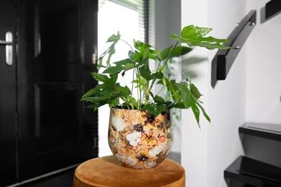 TS Collection bloempot cotton metaal 15x12cm cream