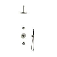 Hotbath Cobber - Inbouw Regendoucheset - Geborsteld Nikkel - 2 Stopkranen - Thermostatisch - Plafondbuis 15 cm - Hoofddouche 200 mm - Staafhanddouche - Waterbesparend - thumbnail
