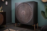 Massief dressoir MANDALA 120cm mangohout zwart gouden poten - 41105 - thumbnail