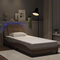 Bedframe met LED-verlichting kunstleer cappuccino 90x190 cm - thumbnail