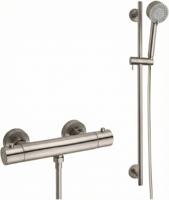 Saqu Essential thermostatische doucheset 15cm met 3 straalsoorten geborsteld staal - thumbnail