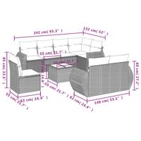 8-delige Loungeset met kussens poly rattan beige - thumbnail
