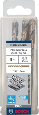 Bosch Accessories 2608585895 HSS Metaal-spiraalboor 8.5 mm Gezamenlijke lengte 117 mm Kobalt DIN 338 Cilinderschacht 5 stuk(s)
