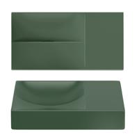 Clou Vale Fontein Met Voorbewerkt Kraangat Rechts Met Geintegreerde Afvoer Mat Pijnboom Groen Keramiek 38 cm Clou - thumbnail