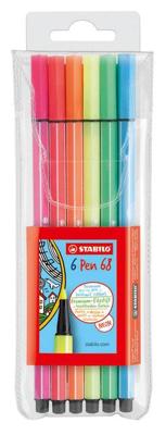 Viltstift stabilo pen 68/6 m fluor ass 6st | 10 stuks