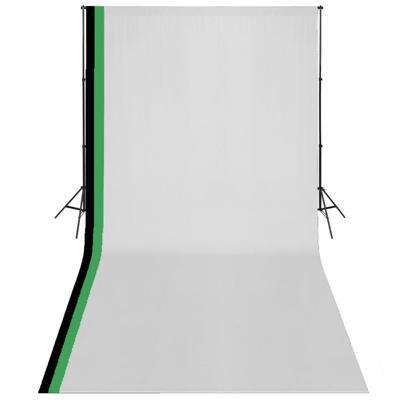 Fotostudioset met 3 katoenen achtergronden en frame 3x6 m