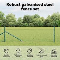 VidaXL Afrasteringspaal groen 25 x 0,4 m (36 mm gaas) staal en pvc - thumbnail