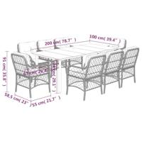 9-delige Tuinset met kussens poly rattan grijs - thumbnail