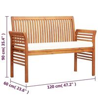 Tuinbank 2-zits met kussen 120 cm massief acaciahout - thumbnail