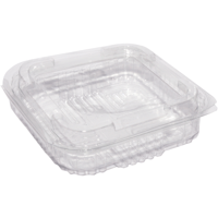 Bak | Gerecycled PET | 250ml | incl. Vaste deksel | saladebak | 125x125x transparant | 600 stuks - thumbnail