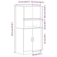 Keukenkast 57x41,5x131,5 cm bewerkt hout artisanaal eiken - thumbnail