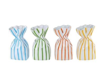 Vaas Stripe* oranje/geel/blauw/groen a4 aardewerk