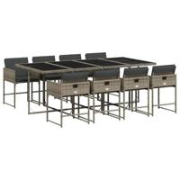 9-delige Tuinset met kussens poly rattan grijs - thumbnail