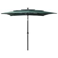 Parasol 3-laags met aluminium paal 2,5x2,5 m groen - thumbnail
