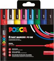 Uni POSCA paintmarker PC-5M, 1,8 - 2,5 mm, etui van 8 stuks in basiskleuren - thumbnail