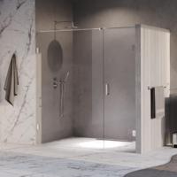 BRAUER Void nisdeur 2-delig helder glas 190x200 omkeerbaar met draaideur 70 aan muur incl. glascoating chroom - thumbnail