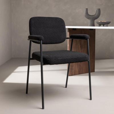 Nohr Eetkamerstoel 'Chemere' Bouclé, kleur Zwart Nohr Eetkamerstoel 'Chemere' Bouclé, kleur Zwart