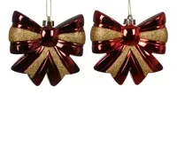 Kerstornament Strik Plastic Rood Assorti 1st - thumbnail