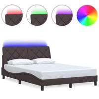 Bedframe met LED zonder matras 140x200 cm stof donkerbruin - thumbnail